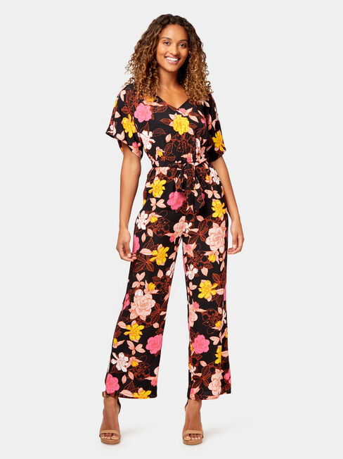Tabitha Printed Jumpsuit, Black, hi-res