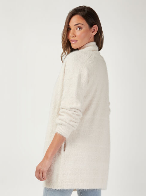 Faye Fluffy Soft Cardi, White, hi-res