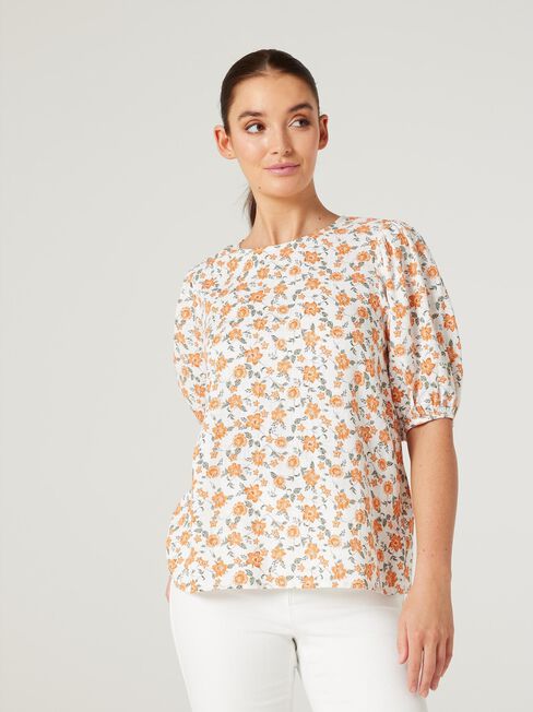 Eliana Puff Slv Top, Trailing Floral, hi-res