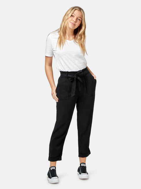 Isadora Paper Bag Pant, Black, hi-res