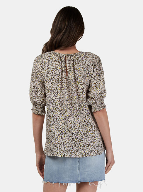 Kristine Shirred Sleeve Top, Print, hi-res