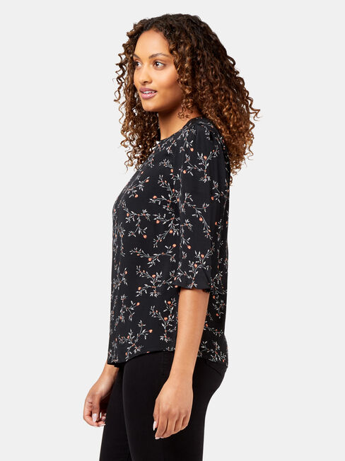 Sabrina High Neck Blouse, Black, hi-res