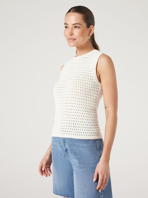 Lydia Knit Top, White, hi-res