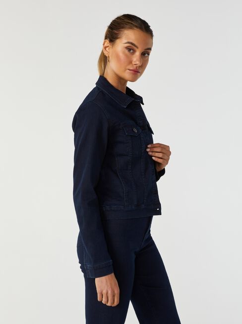 Classic Stretch Denim Jacket, Blue, hi-res