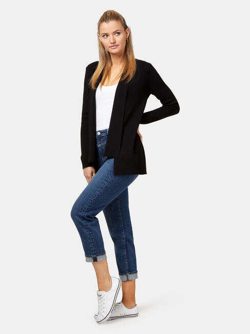 Mischa Drape Front Cardigan, Black, hi-res