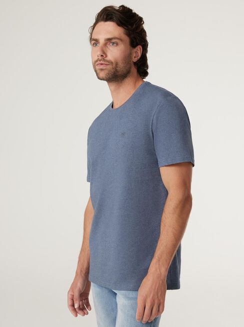 SS Jacquard Print Crew Tee, Blue/Grey, hi-res