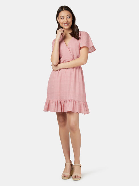Harmony Flutter Sleeve Dress, Pink, hi-res