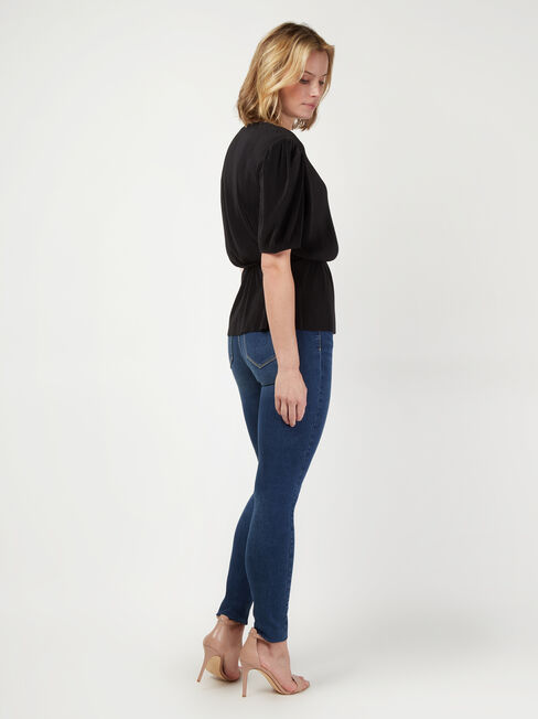 Julie Wrap Front Top, Black, hi-res