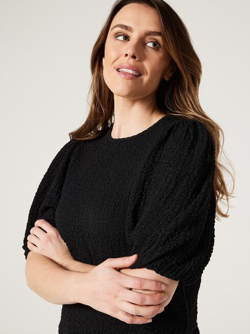Kris Textured Jersey Top, Black, hi-res