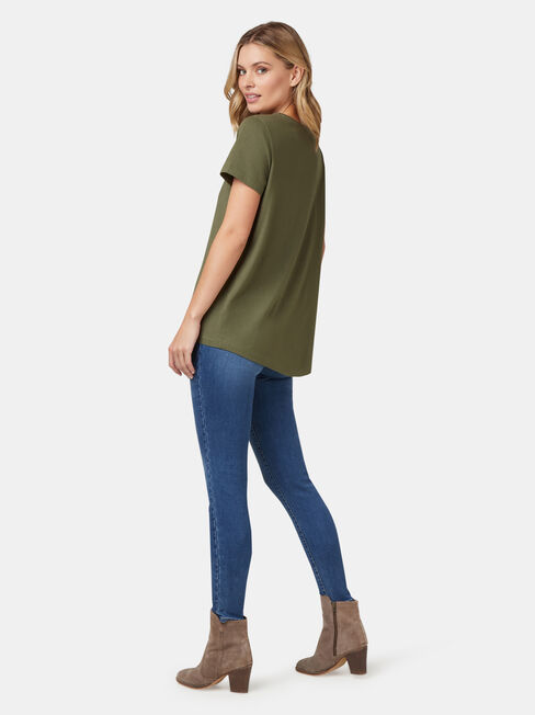Curve Hem Crew Tee, Green, hi-res