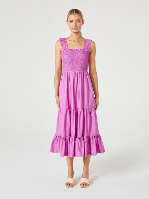 Holly Smocked Bodice Dress, Purple, hi-res