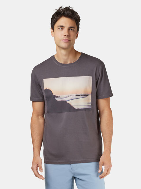 Zion Short Sleeve Print Crew Tee, Grey, hi-res