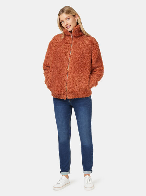 Beccy Teddy Jacket, Brown, hi-res