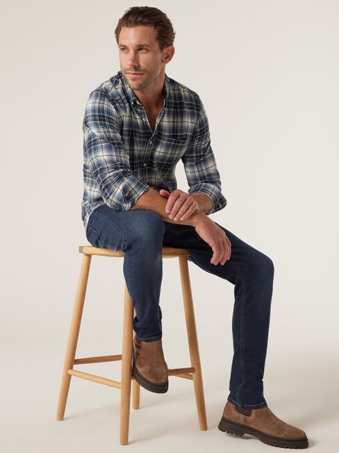 Joshua Brushed Long Sleeve Shirt, Blue/Cream Multi, hi-res