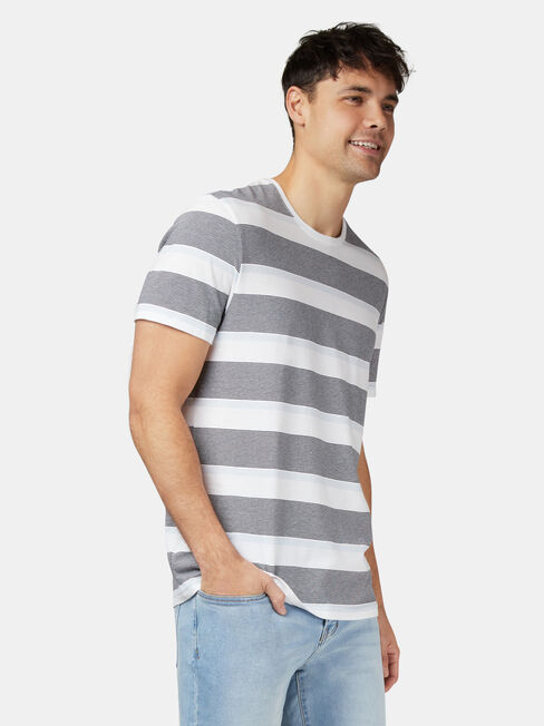 Patrick Short Sleeve Stripe Crew Tee, Blue, hi-res