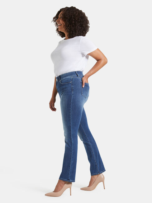 Tummy Trimmer Slim Straight jeans Mid Sapphire, Mid Indigo, hi-res