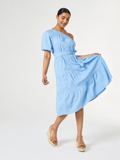 Twiggy Asymmetric Dress, Blue, hi-res