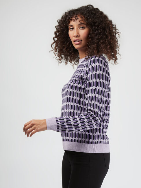 Amara Geometric Knit, Purple, hi-res