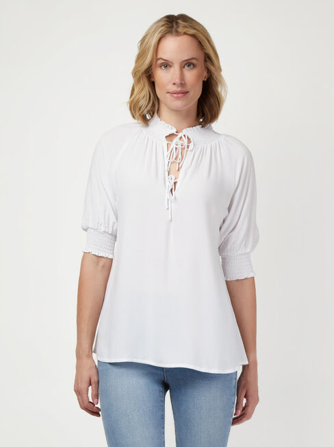 Tillie Tie Front Top, White, hi-res