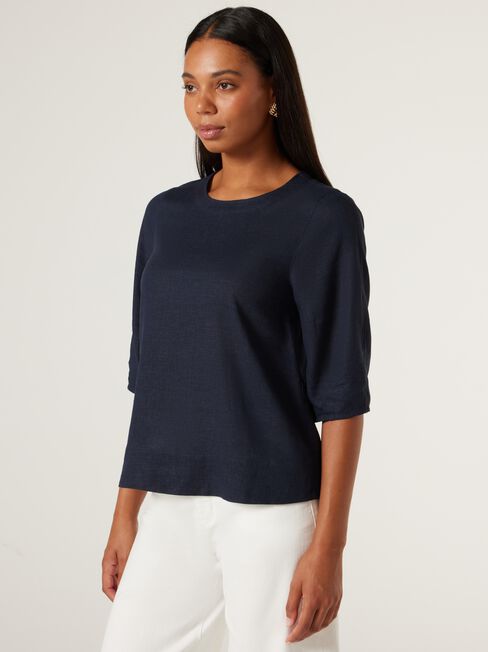 Carrie Blouson Sleeve Top, Ink, hi-res