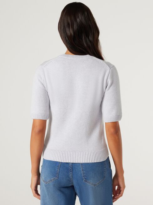 Olivia Knit Tee, Grey, hi-res