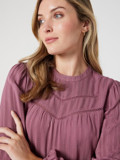Sienna Ladder Trim Blouse, Mauve, hi-res