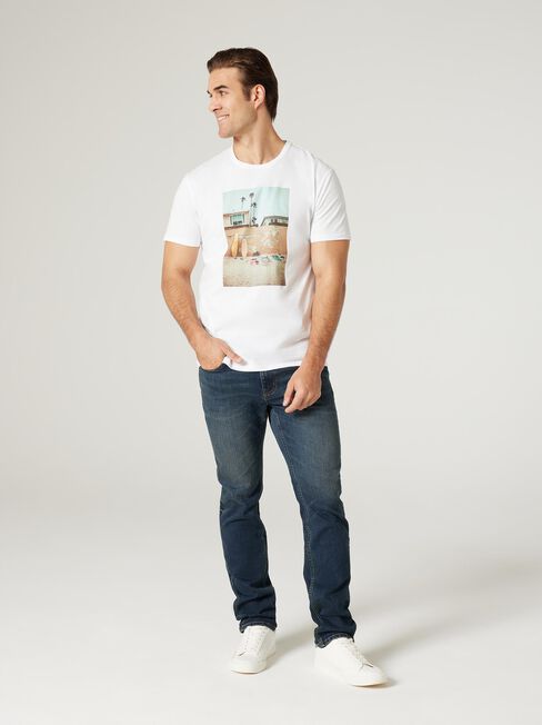 SS Archer Print Crew Tee, White, hi-res