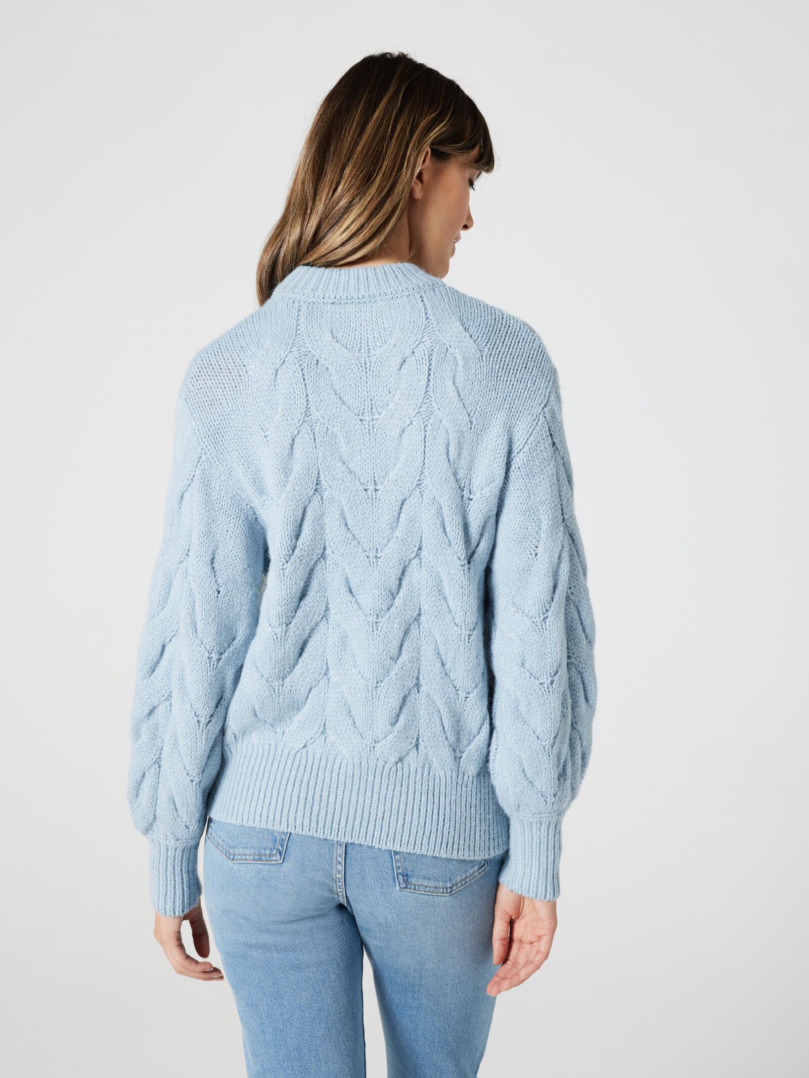 Baby blue discount cable knit sweater