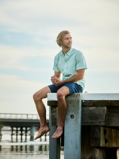 Mercer Short Sleeve Print Shirt, Green, hi-res