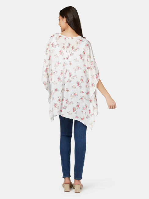 Polly Printed Kimono, White, hi-res