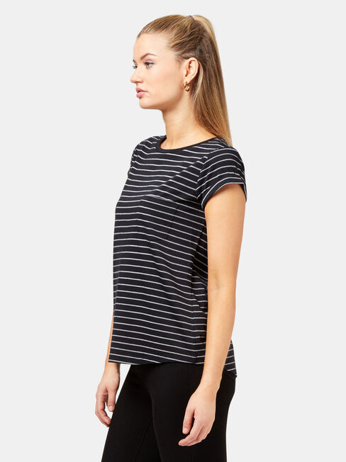 Adelaide Stripe Tee, Black, hi-res