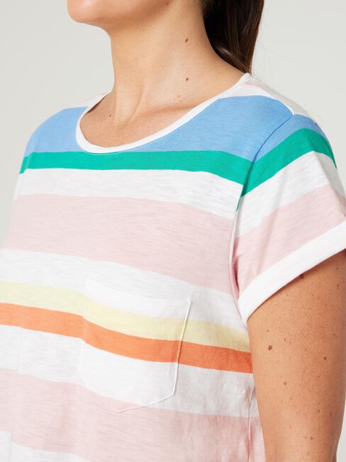 Essential Slub Pocket Tee, Orange Stripe, hi-res