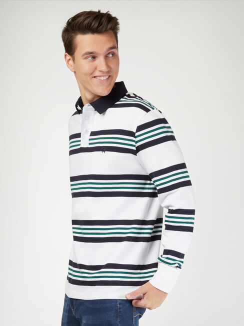 LS Travis Stripe Rugby Polo, Blue, hi-res