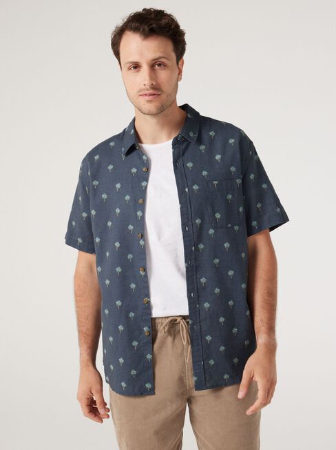 SS Grady Print Linen Shirt