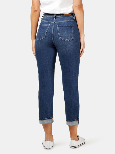 Kelly Double Yoke High Waisted Crop Straight, Mid Indigo, hi-res