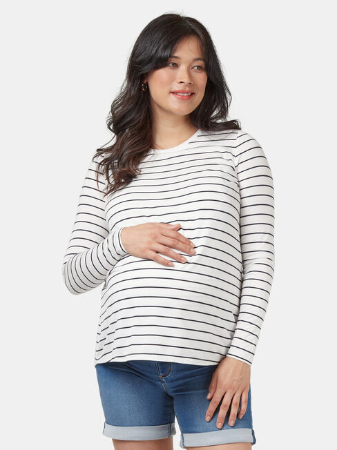 Tina Maternity Tee, Stripe, hi-res