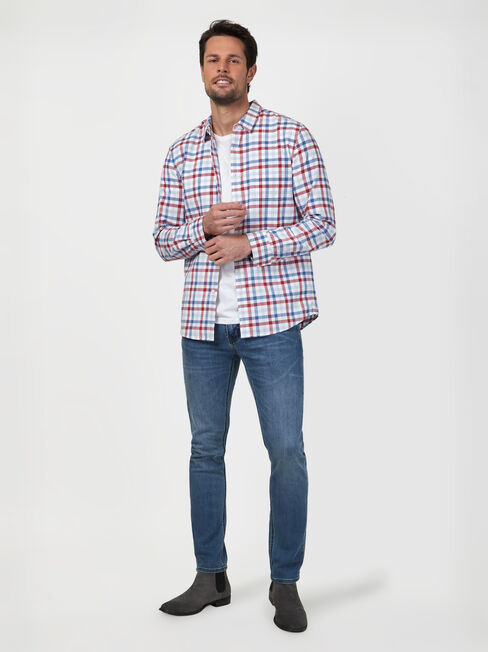 LS Sid Check Shirt, Red, hi-res