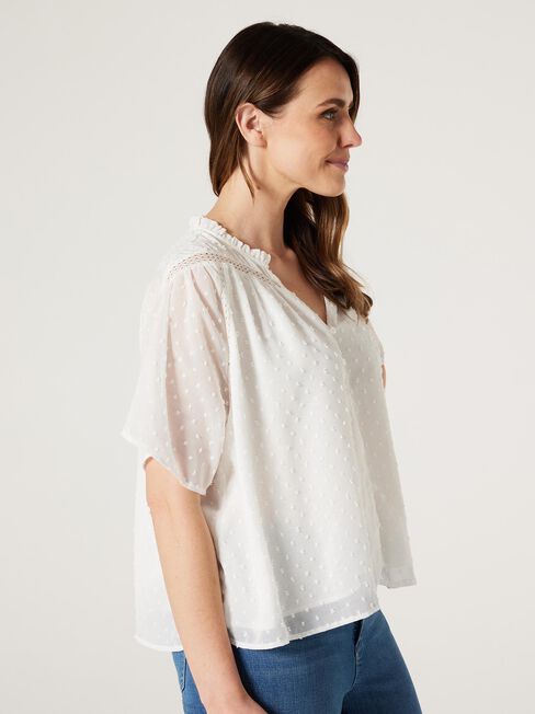 Jaida Dobby Blouse, Oatmeal, hi-res