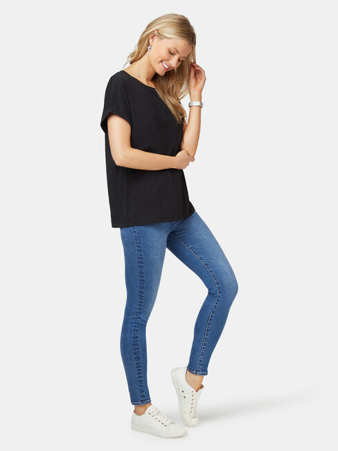 Drop Shoulder Tee, Black, hi-res