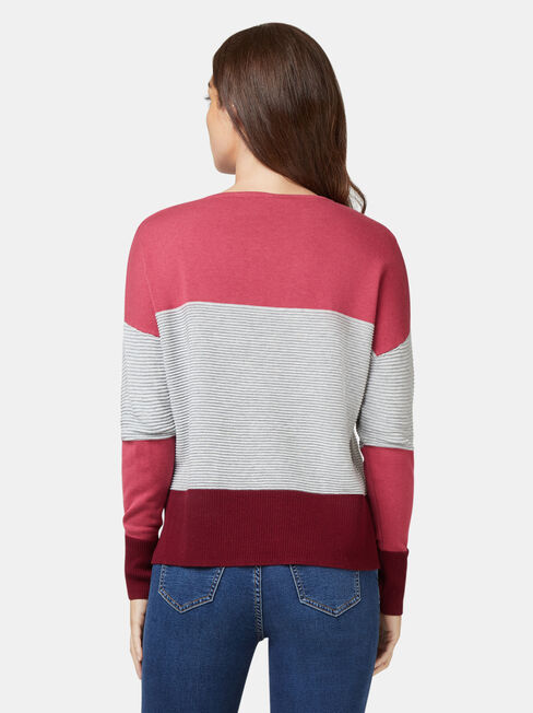 Chloe Colour Block Knit, Pink, hi-res