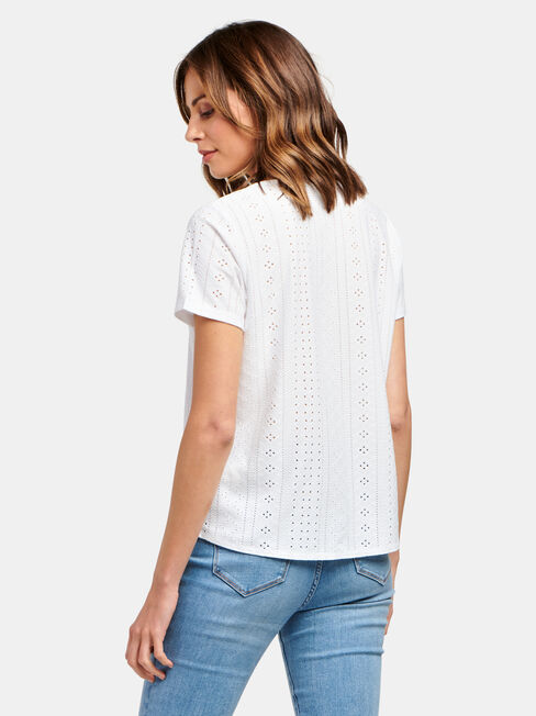 Lacey Lace Tee, White, hi-res