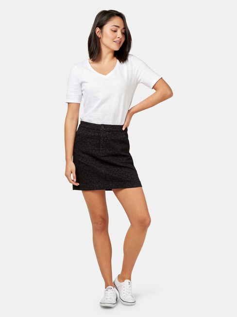 Animal Print Denim Skirt, Black, hi-res