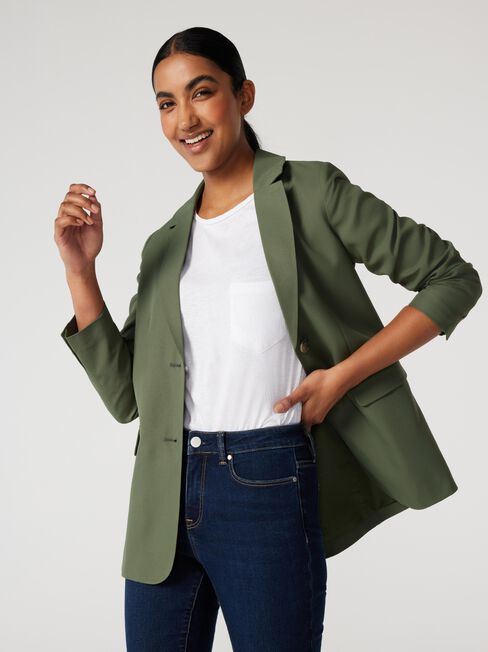 Harper Boyfriend Blazer, Thyme, hi-res