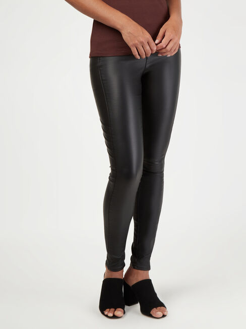 Tessa Coated Skinny Biker Jeans, Black, hi-res