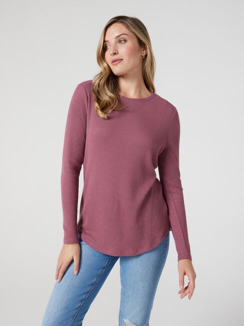 Sophie Rib Soft Touch Pullover, Purple, hi-res