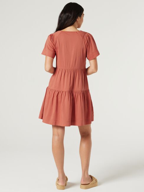 Reese Tiered Dress, Papaya, hi-res