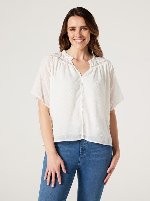 Jaida Dobby Blouse, Oatmeal, hi-res