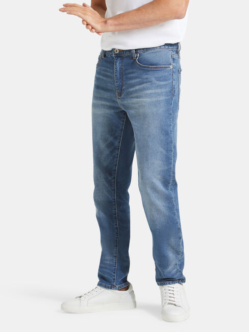 Raleigh Slim Tapered Knit jeans, Mid Indigo, hi-res