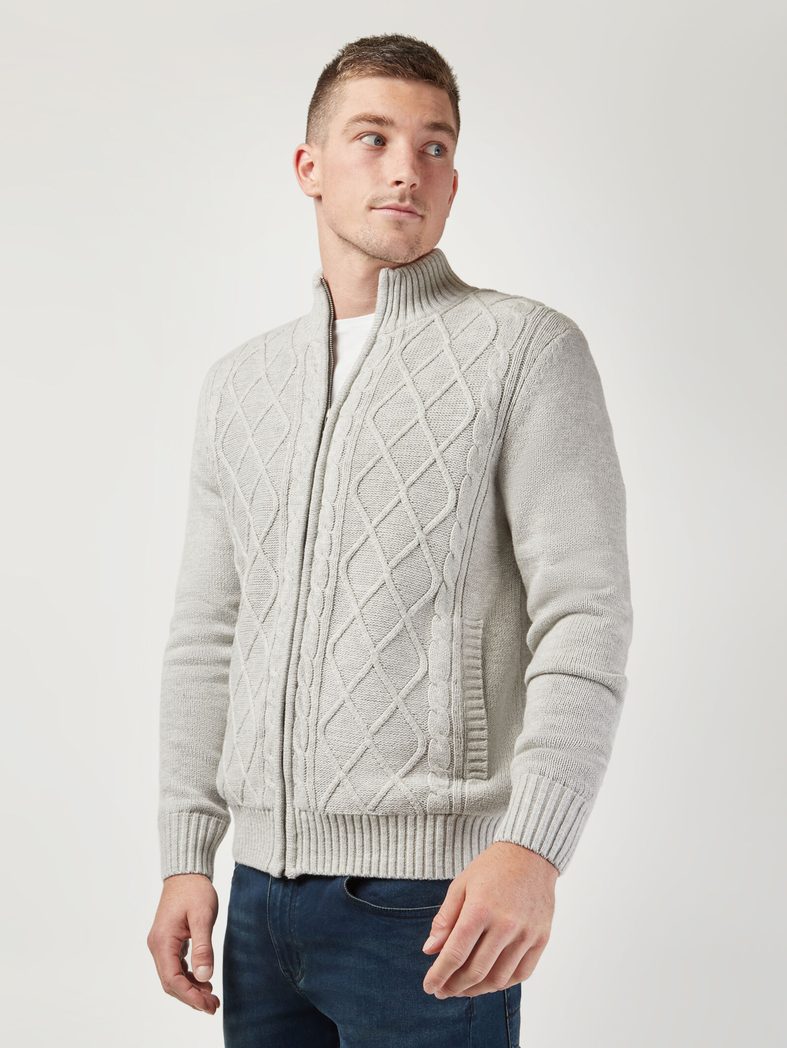 Sherpa lined hotsell cable knit cardigan