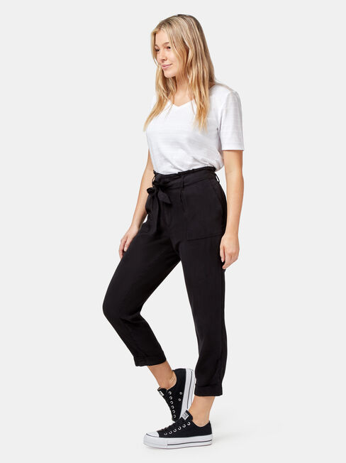 Isadora Paper Bag Pant, Black, hi-res